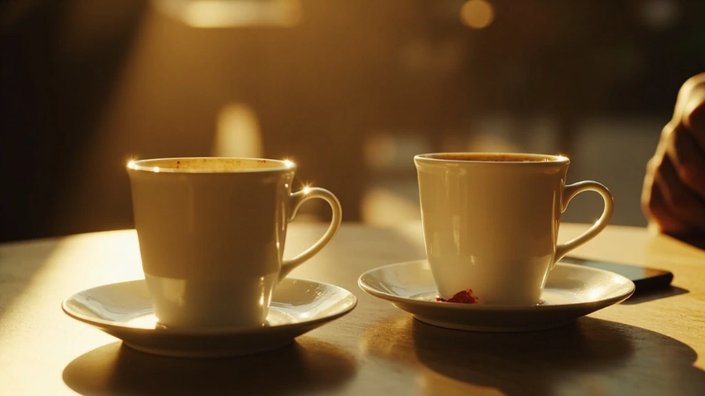 A lipstick smudge on a forgotten coffee cup.