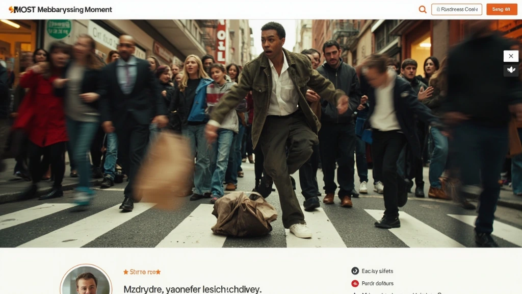 A person mid-stumble on a city crosswalk.