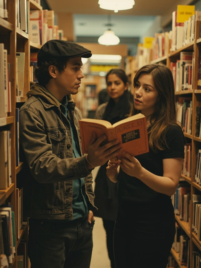 A bookstore patron reading a self-help book aloud by accident